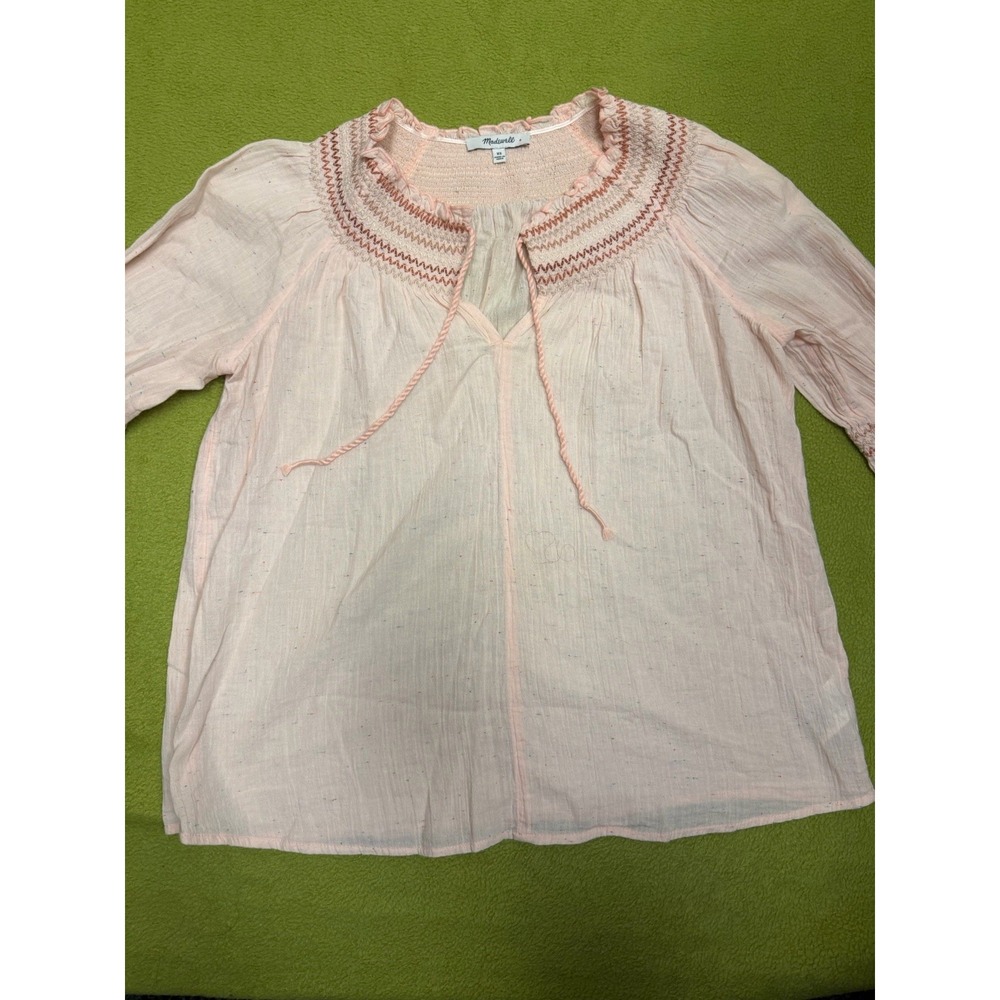 Madewell women's X-small popover shirt Lightweight linen blend blouse